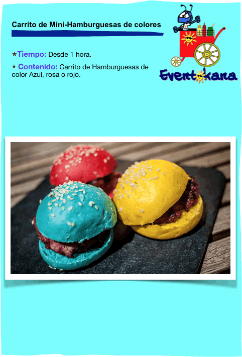 carrito de hamburguesas de colores